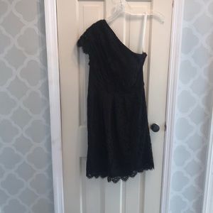 Shoshanna one shoulder black lace dress size 8.